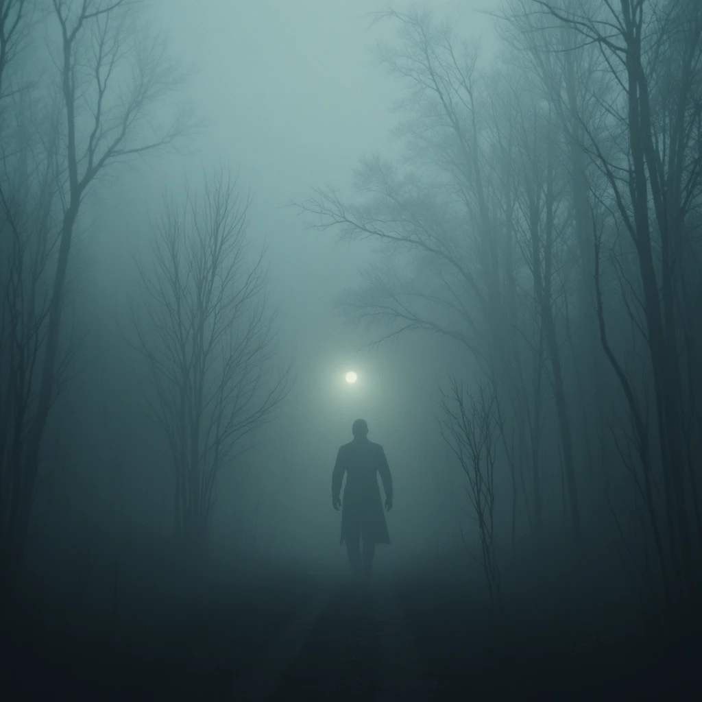 Slow drifting fog in an eerie cinematic horror atmosphere