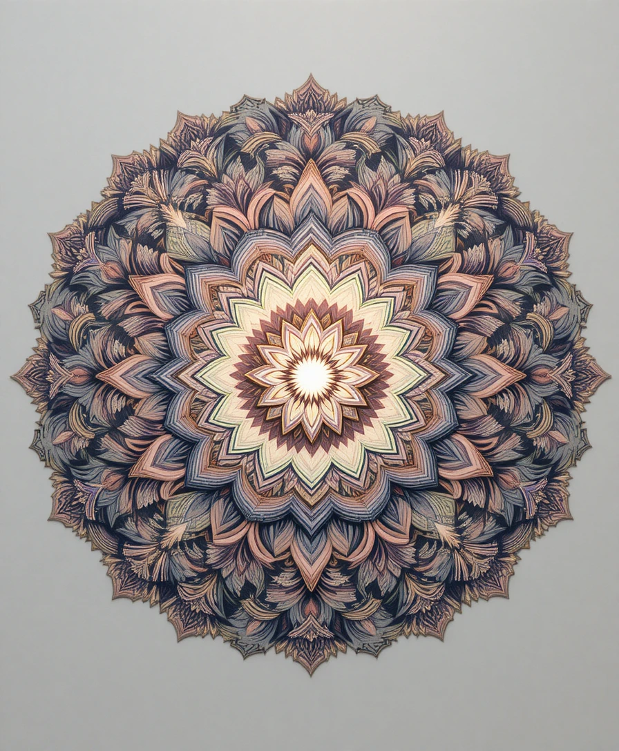 Mandala floral élégant aux doux motifs circulaires inspirés de la nature