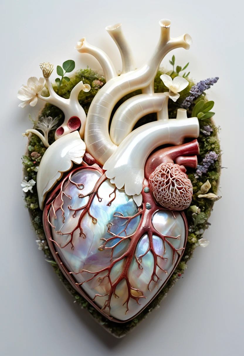 Pearl heart organ blooming with an inner garden