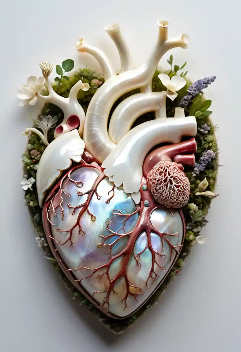 Pearl heart organ blooming with an inner garden