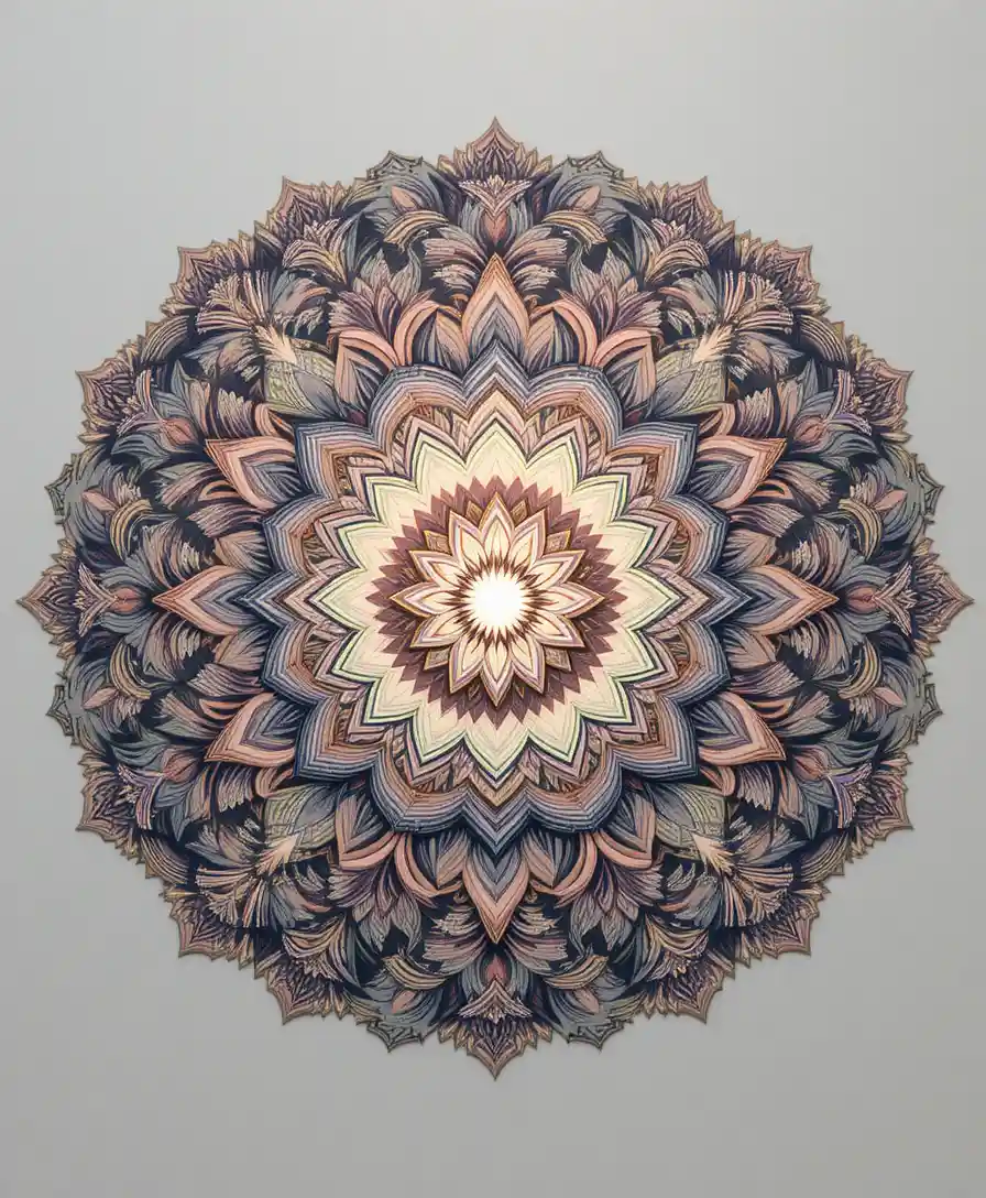 Mandala floral élégant aux doux motifs circulaires inspirés de la nature