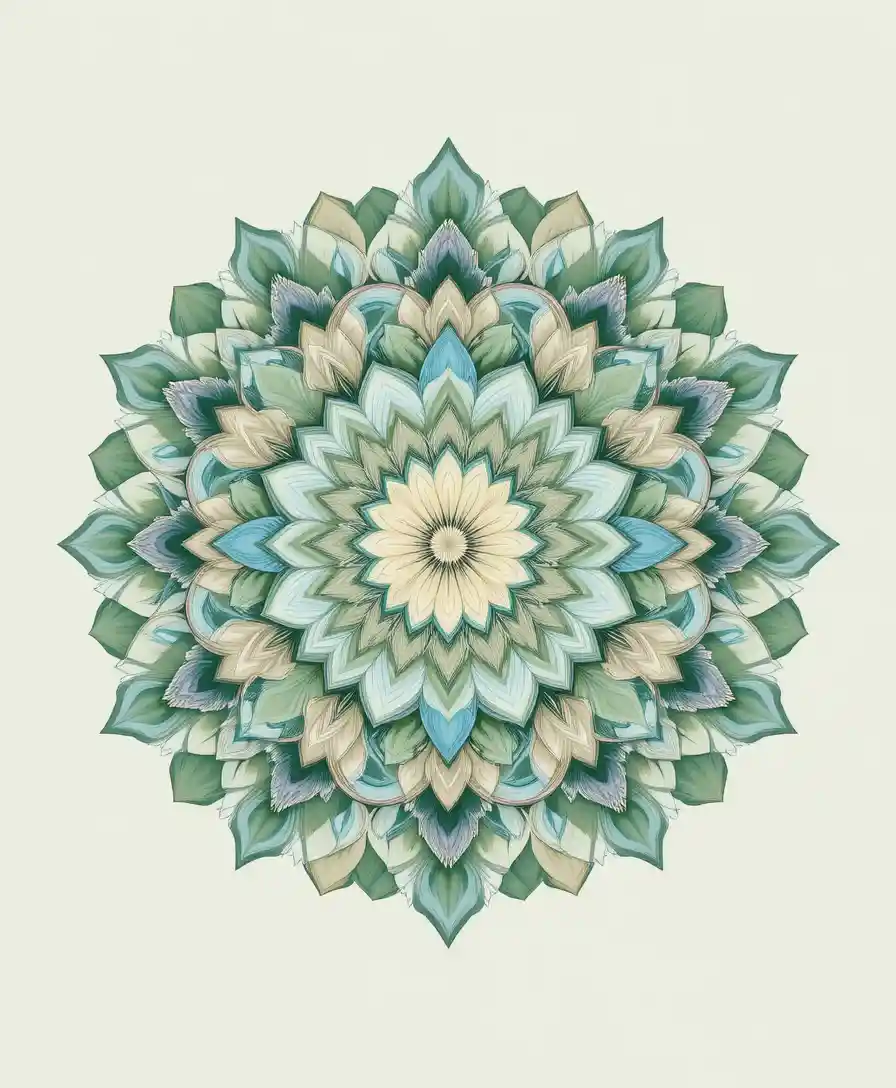 Illustration apaisante de mandala floral aux doux tons pastels