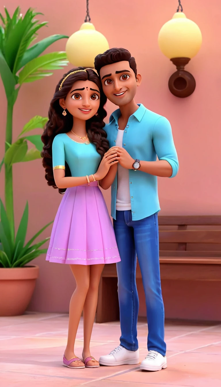 Pareja de dibujo 3D en una historia de amor secreta y romántica