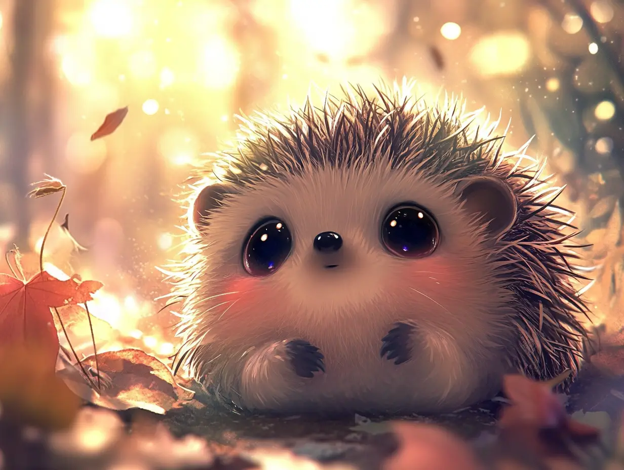 Adorable baby hedgehog curled into a fluffy ball
