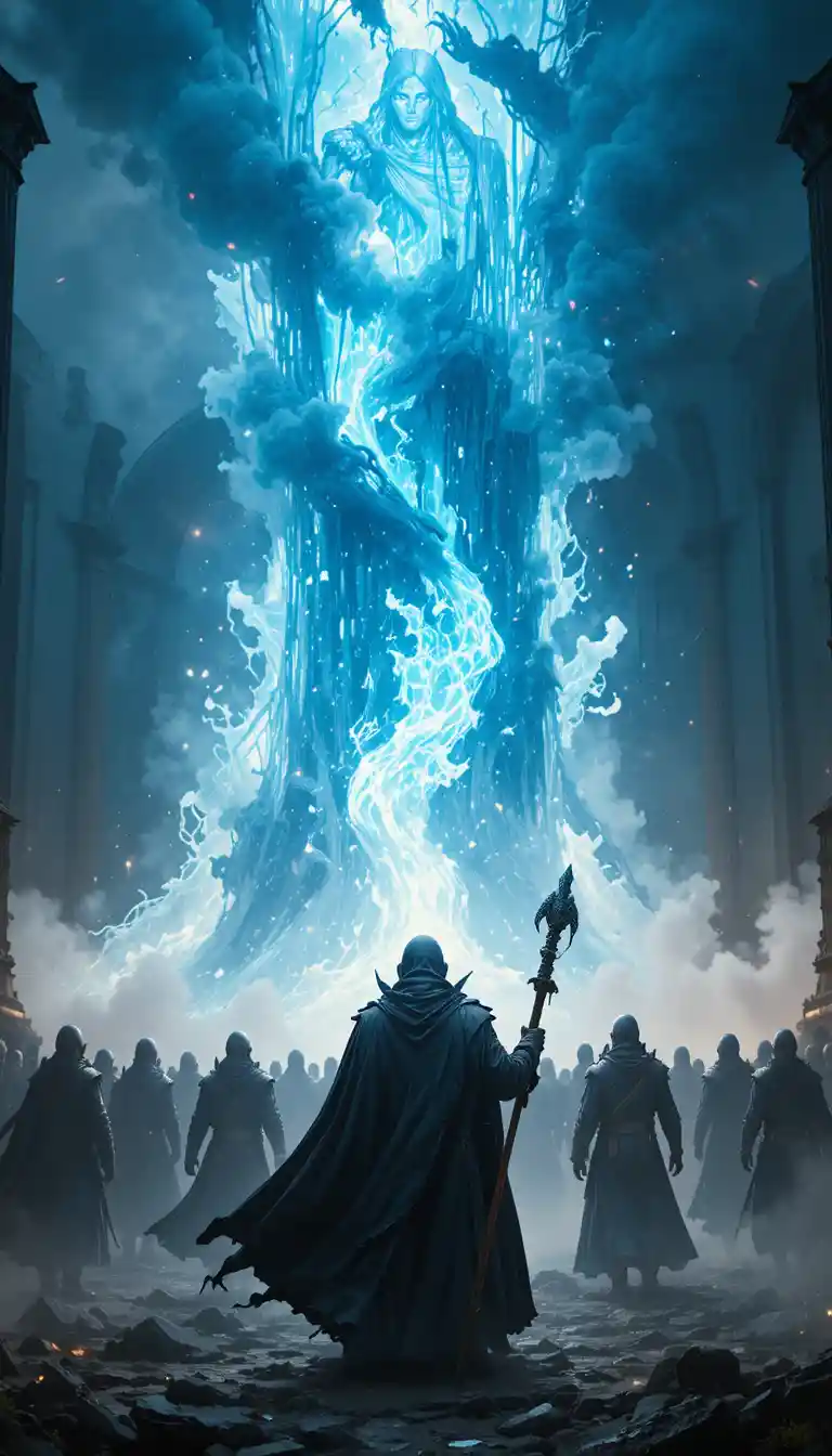 Wizard Blocking Dragonfire With Arcane Cold Counterspell