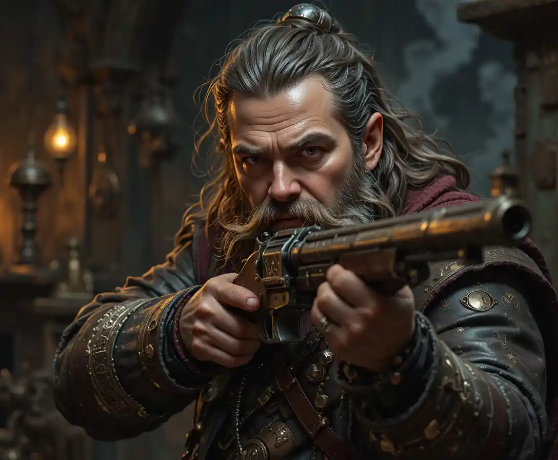 ダークファンタジー世界のスチームパンクドワーフ狙撃手