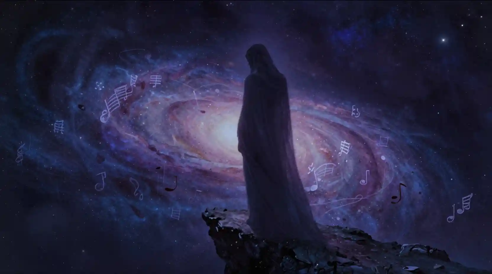 Figura misteriosa sul bordo di una galassia in collasso