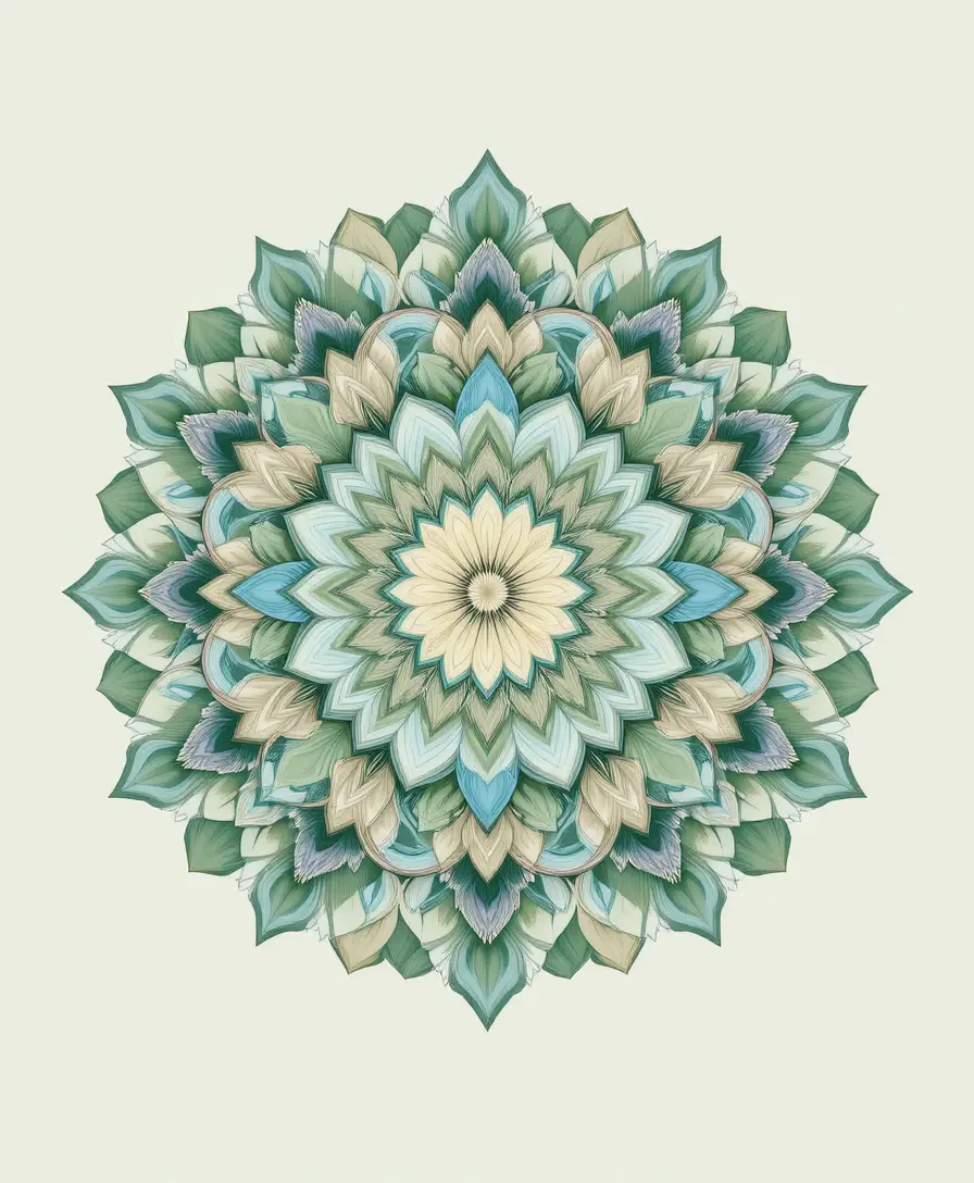 Illustration apaisante de mandala floral aux doux tons pastels
