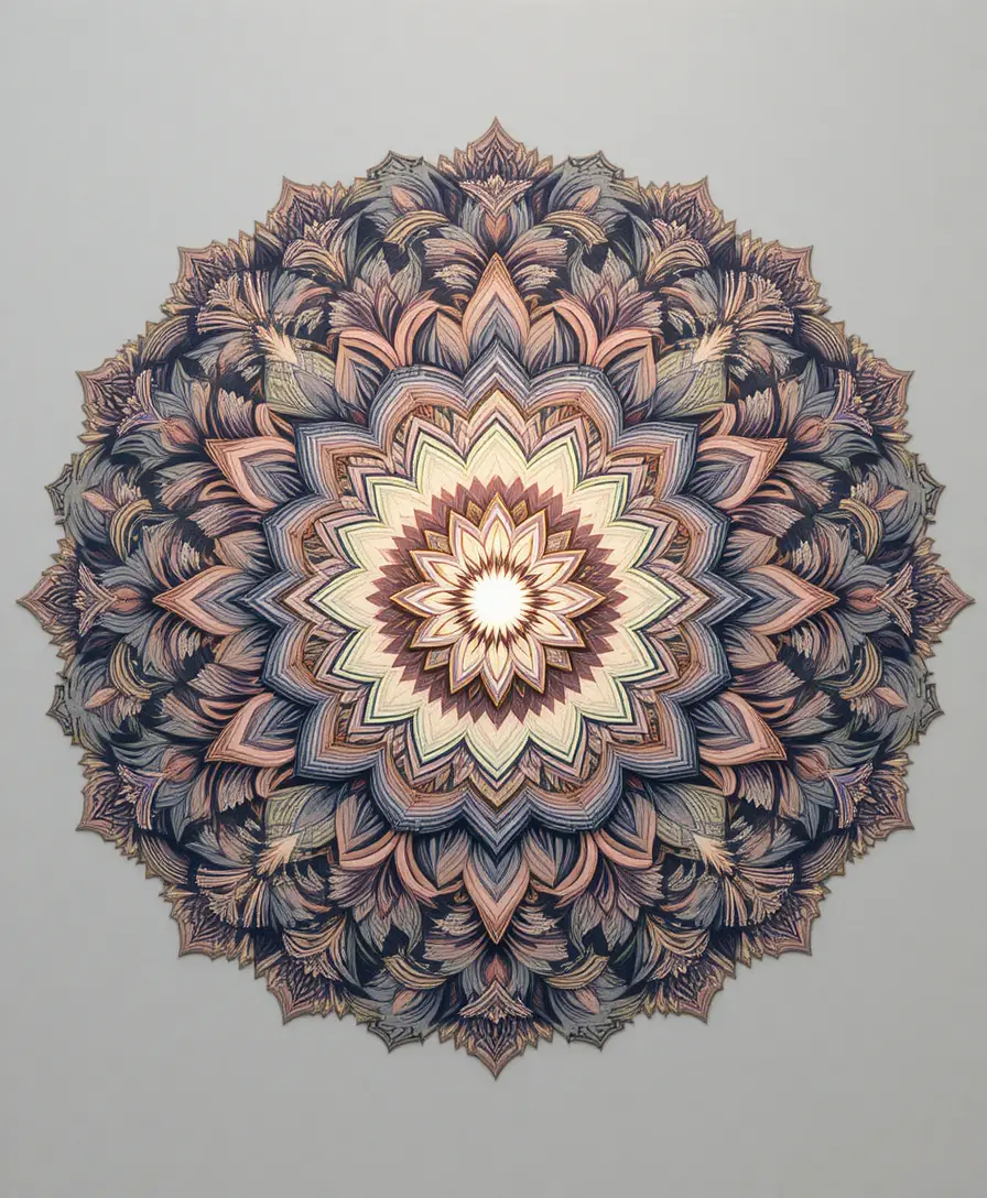Mandala floral elegante con suaves patrones circulares inspirados en la naturaleza