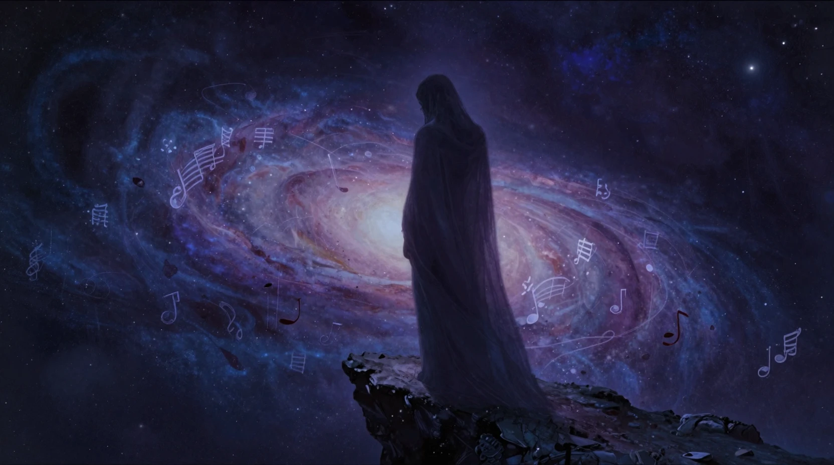 Figura misteriosa sul bordo di una galassia in collasso