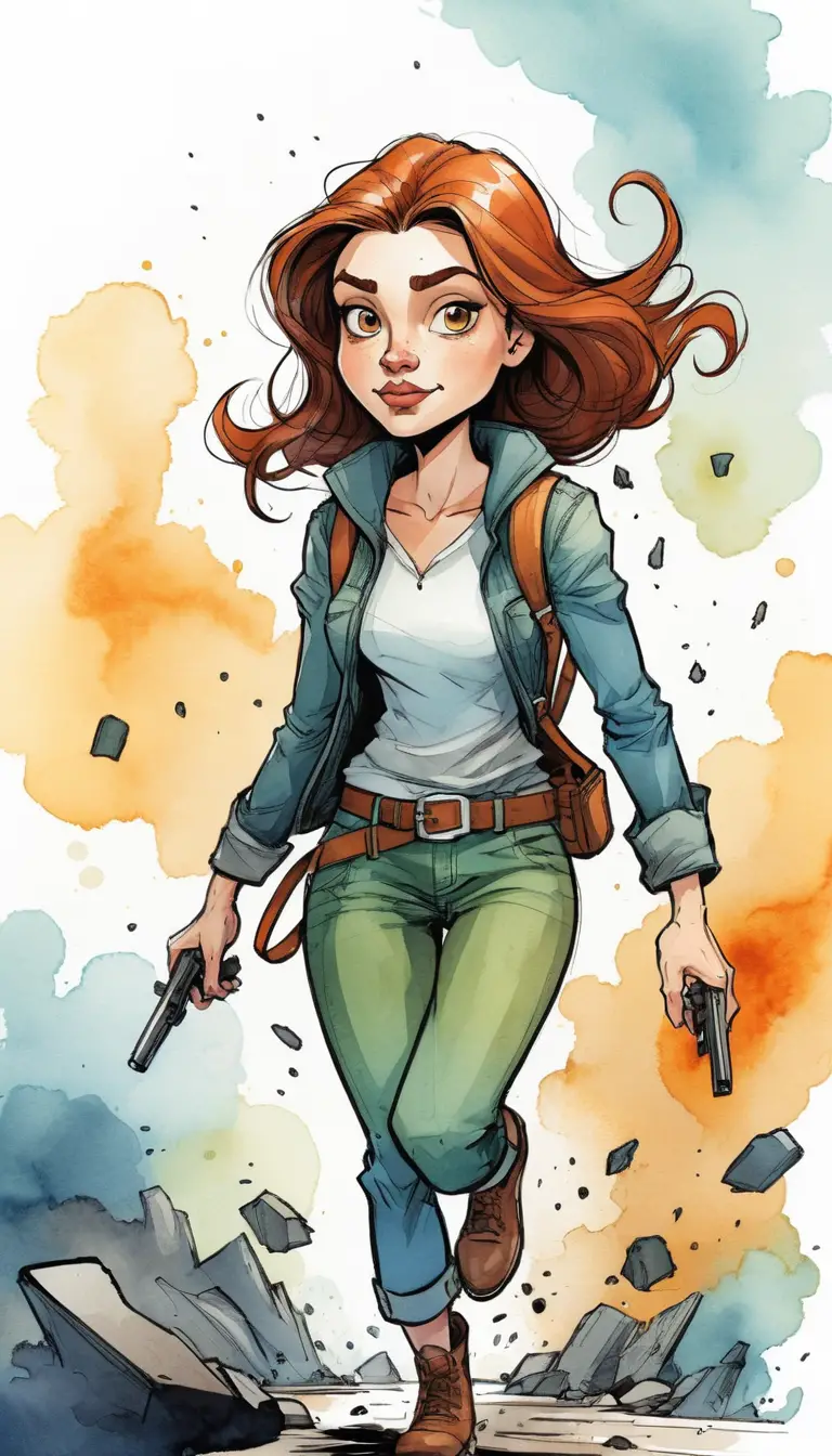 Cartoon woman in dynamic indie style comic illustration