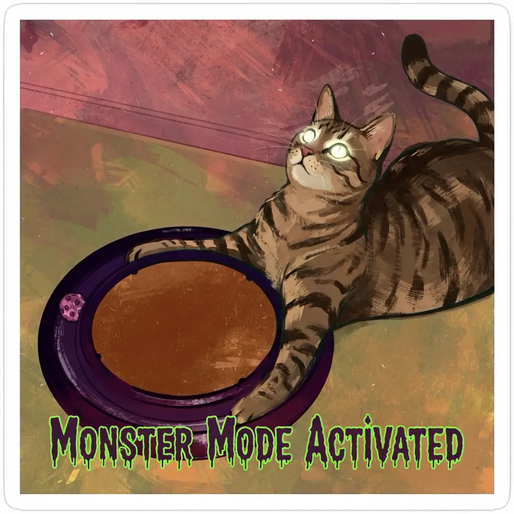 Spooky monster themed typography saying monster mode activated