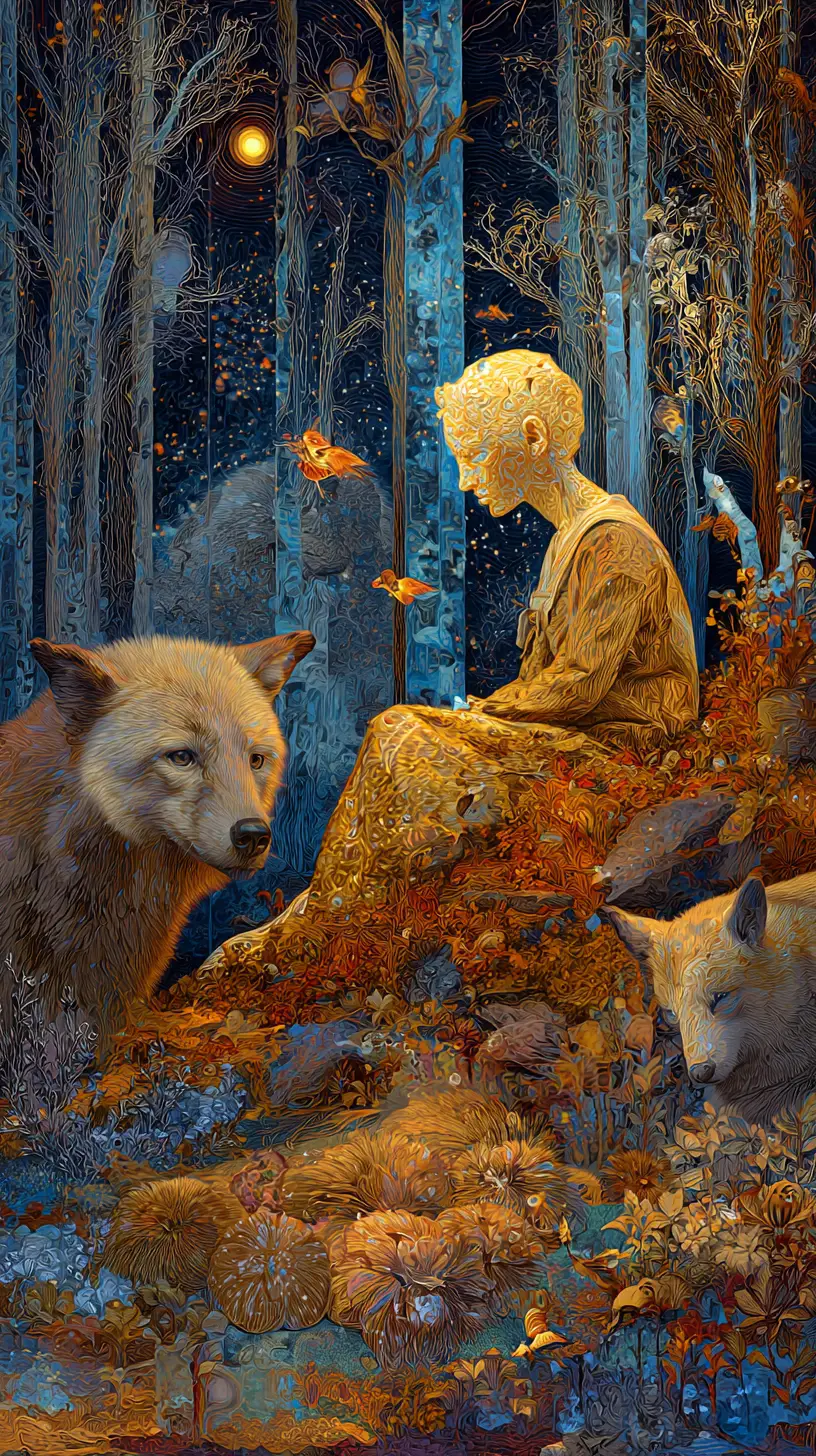 Comforting message in a glowing fantasy forest dreamscape