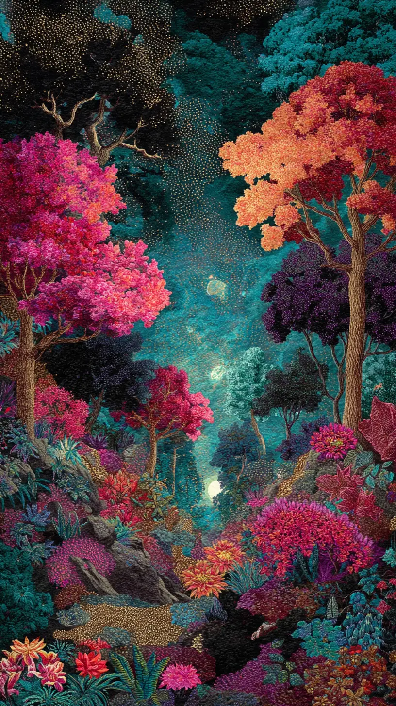 Mythical forest dreamscape with glowing anthropomorphic figure
