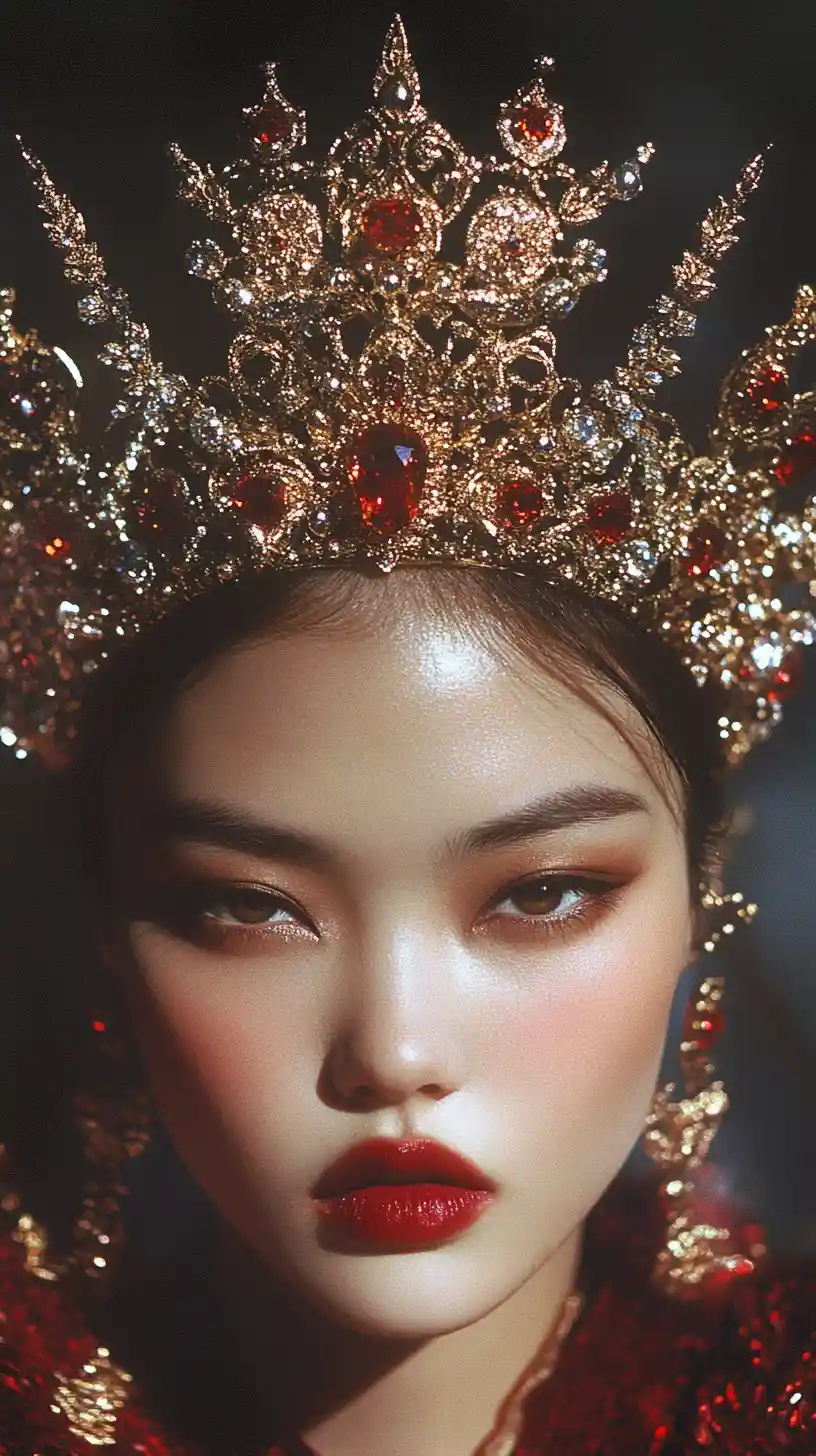 Opulente Perlenkrone mit leuchtenden goldenen Couture-Details