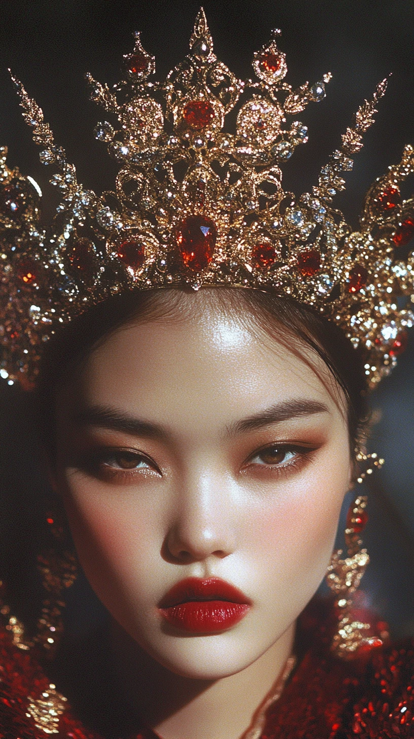 Opulente Perlenkrone mit leuchtenden goldenen Couture-Details