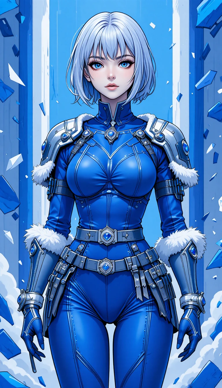 Azurgerüstete Kriegsmagd in Anime-Illustration