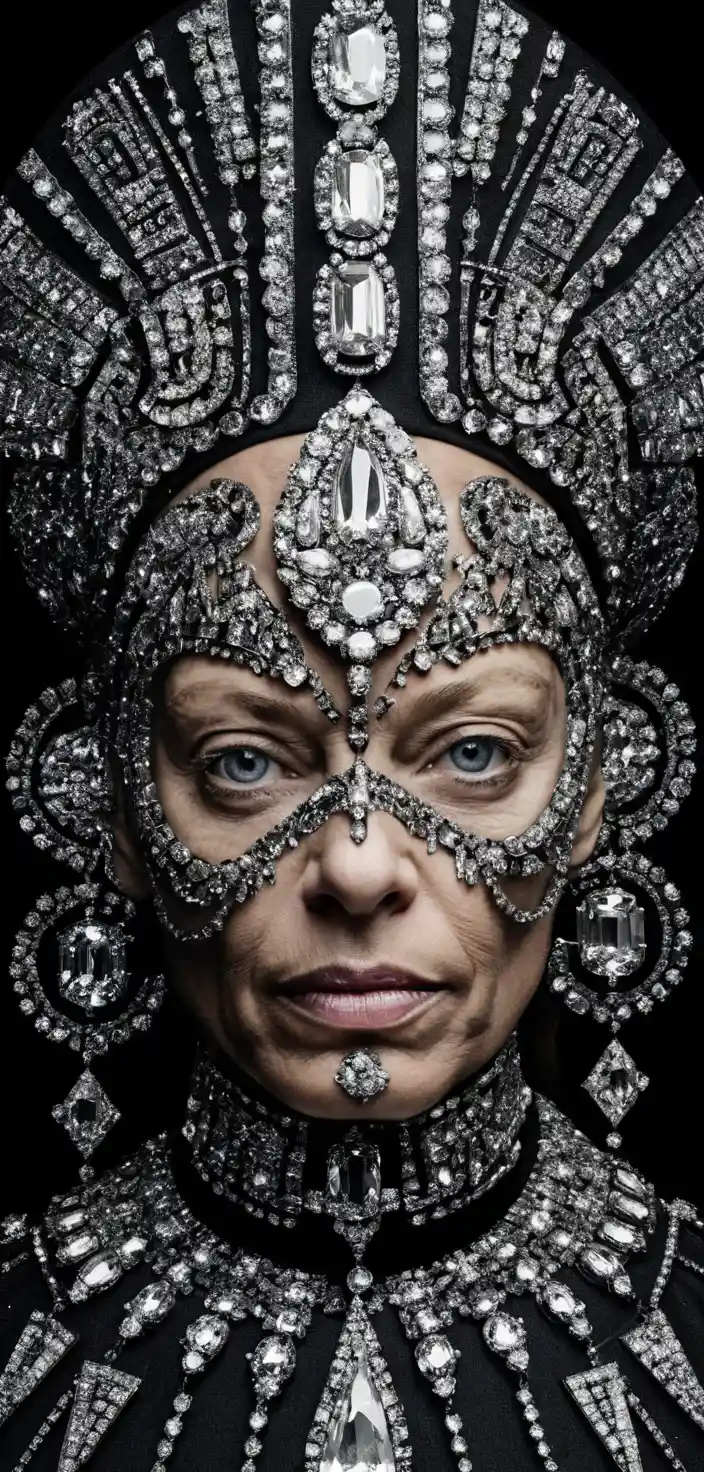 Bold typographic design with jewelry on black background
