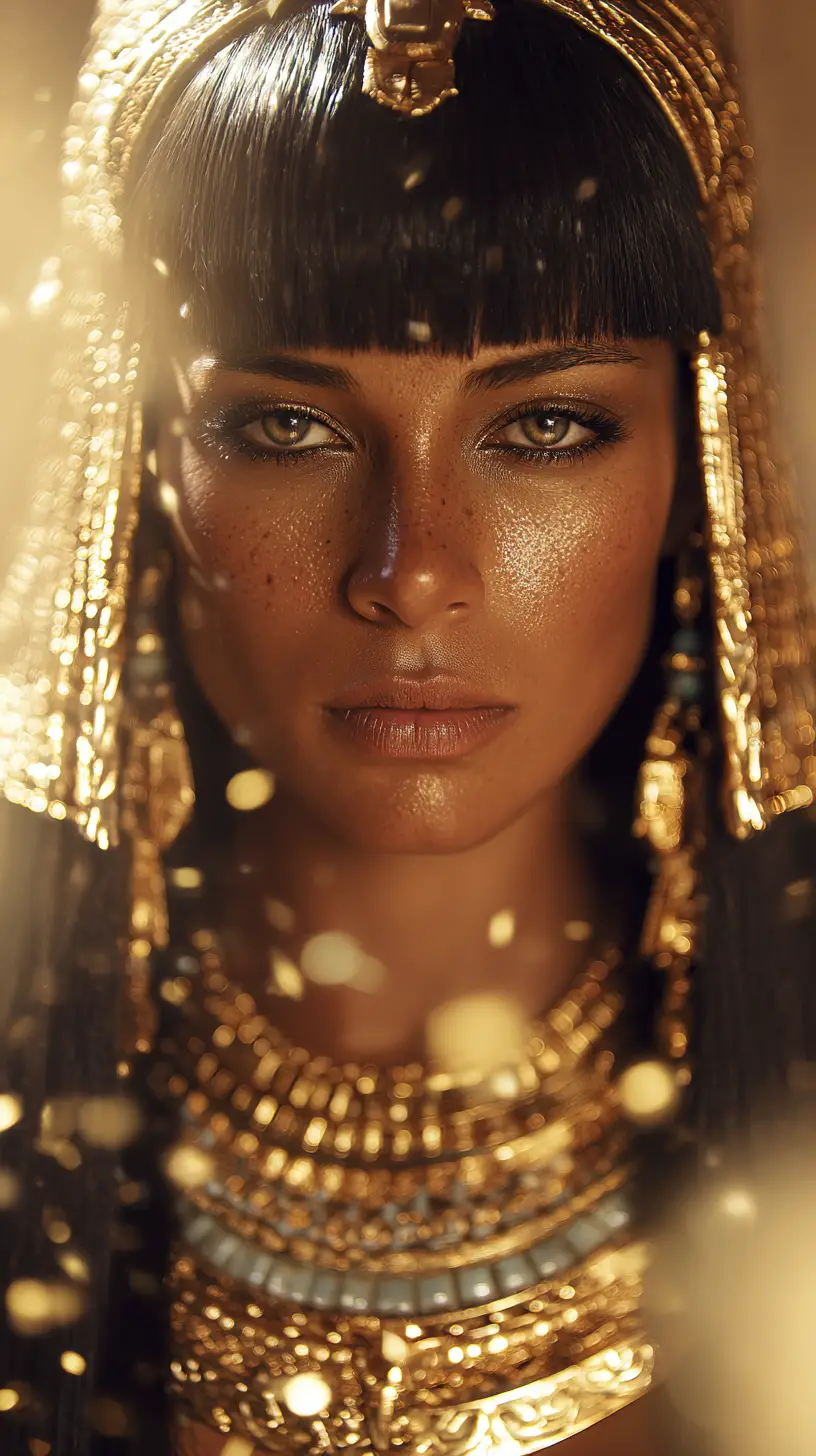 Proud Egyptian Pharaoh Woman In Golden Regal Portrait