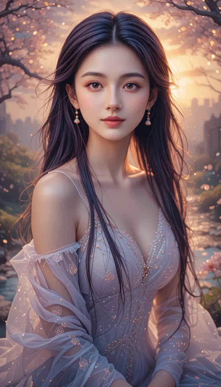 Bride warrior resting beside a flower filled forest stream