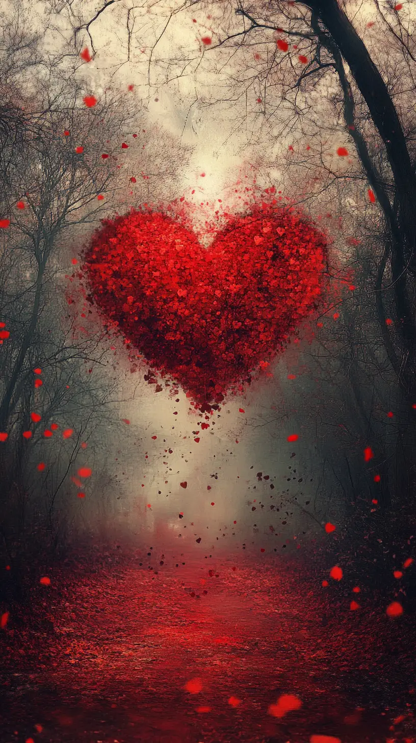 Red heart pulsing like echoes of lost souls