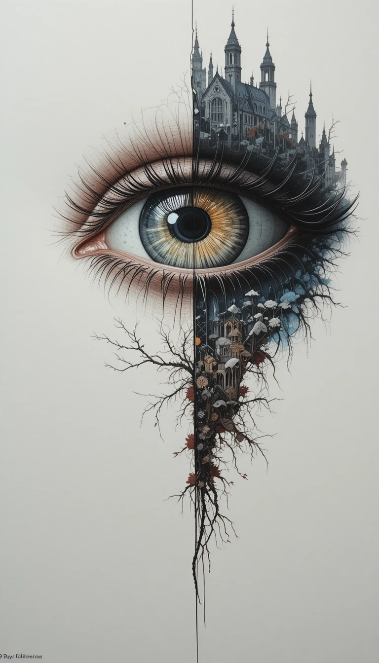 Human Eye Illustration Split Into Four Artistic Styles
