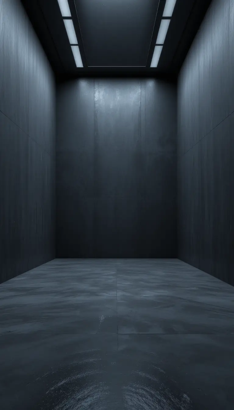 Dim empty interior room with dark walls and soft light