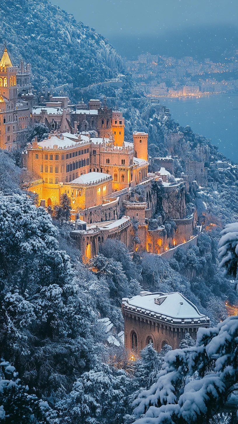 雄偉雪覆城堡與耀眼山景