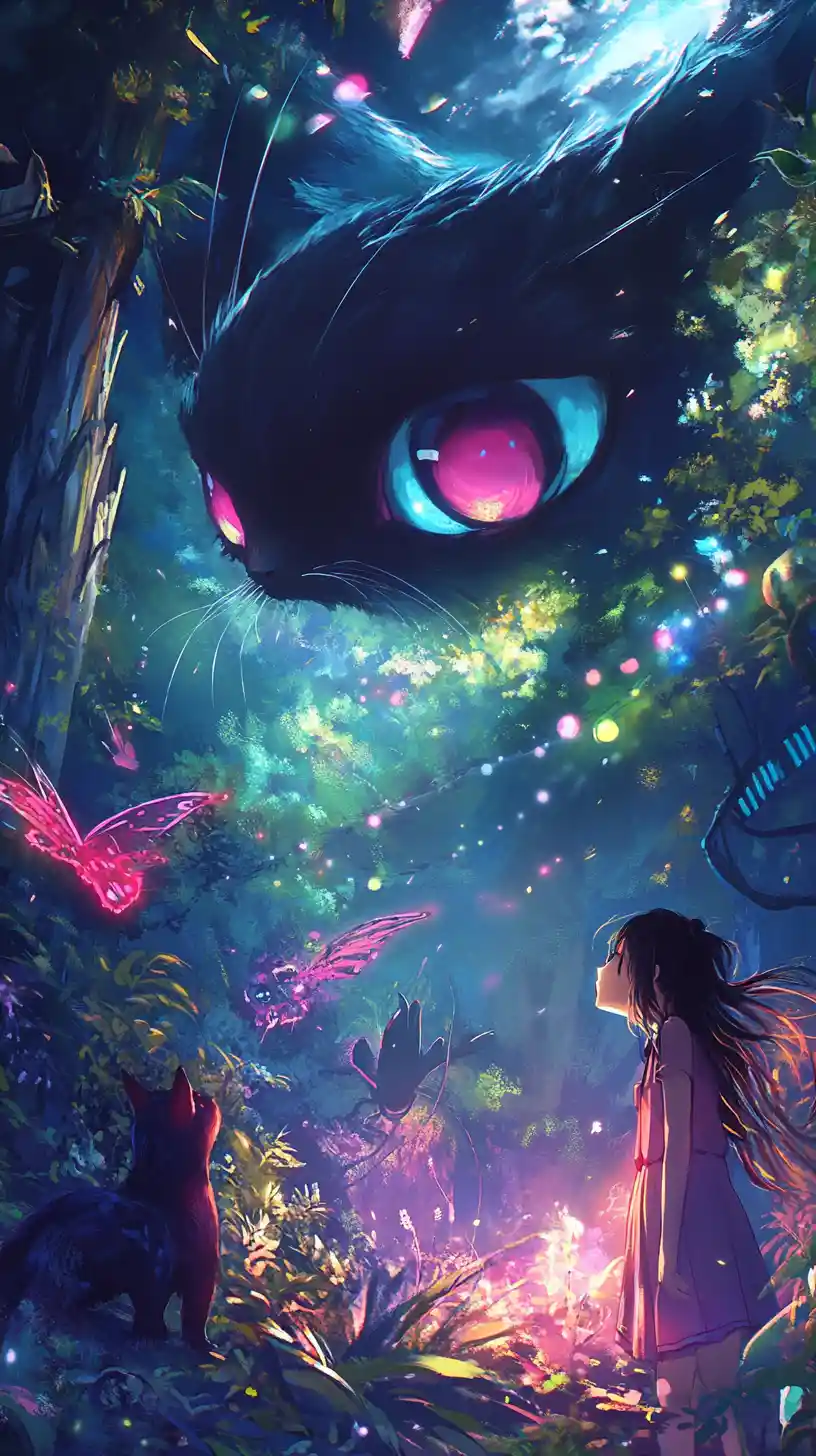 Playful forest scene with friends under a giant tree