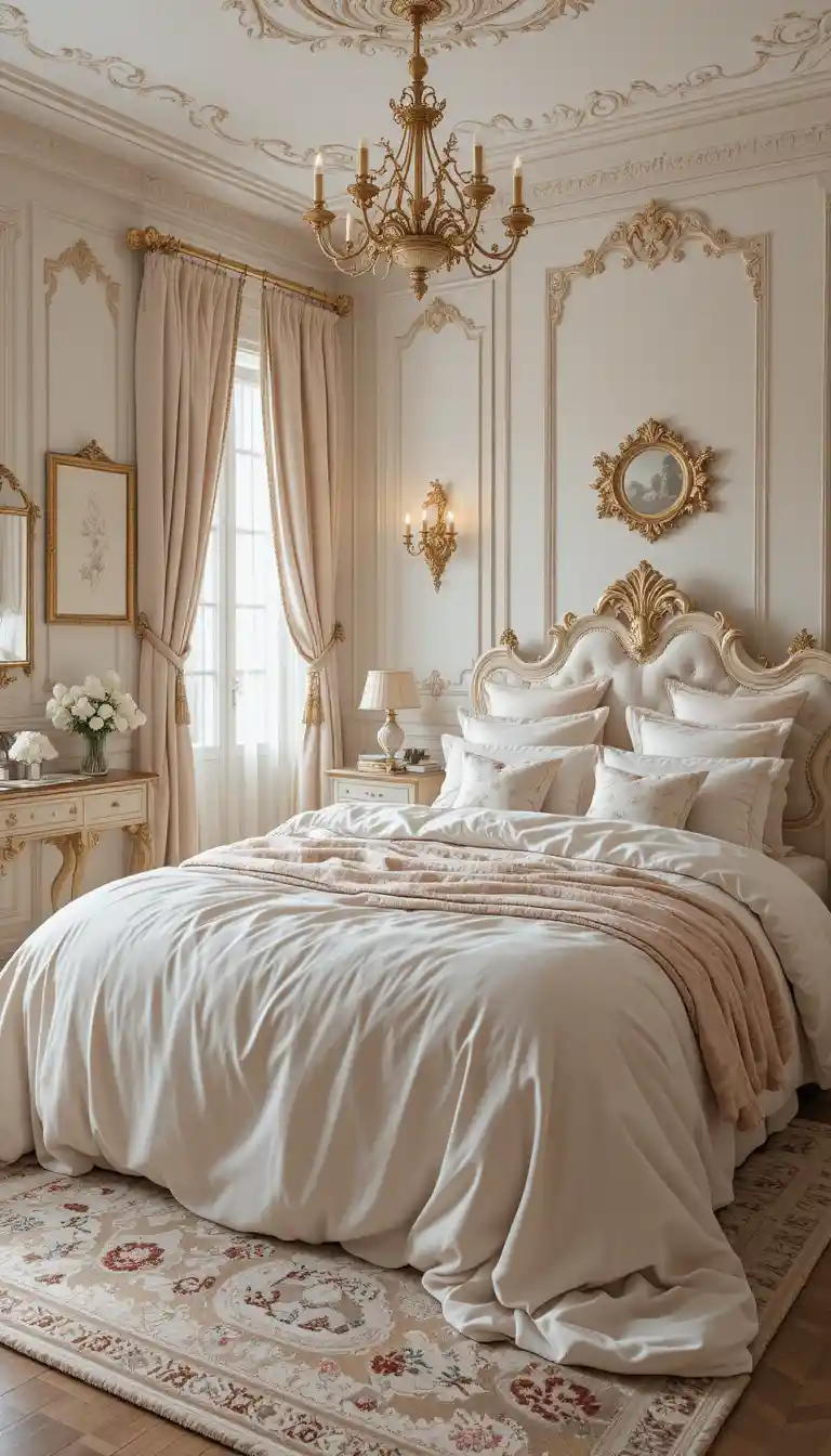 Gemütliches, elegantes Schlafzimmer mit weicher, seidiger Bettwäsche