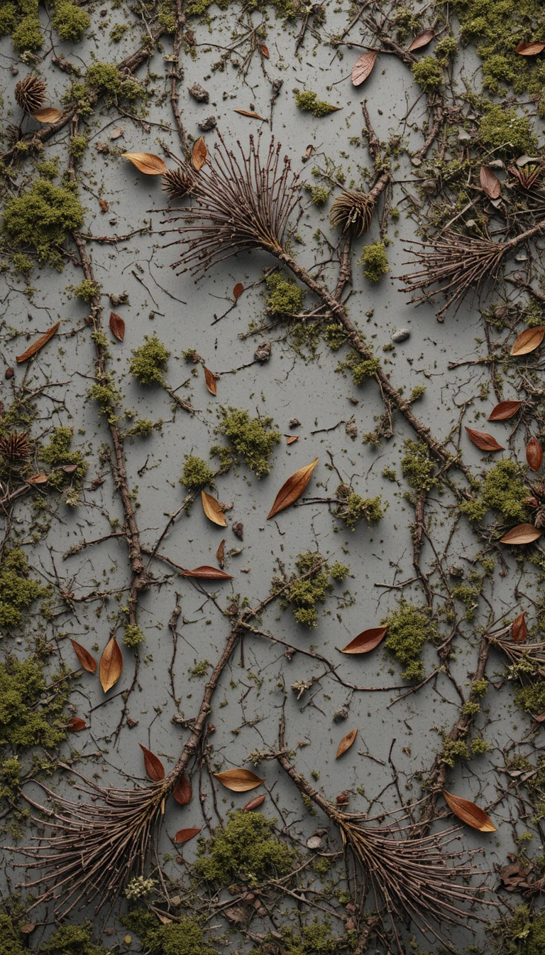 Seamless forest floor texture with mud moss and pine needles