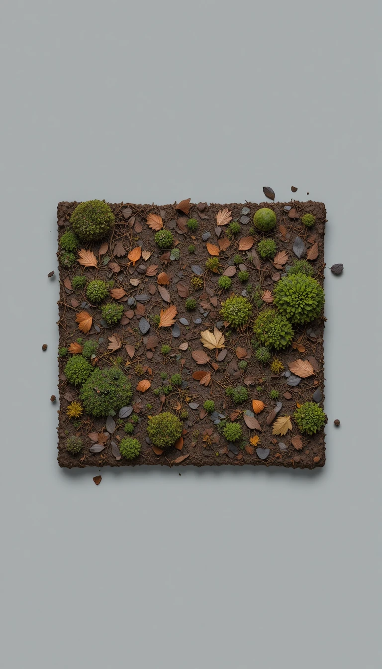 Seamless forest ground texture with mud moss and pine needles