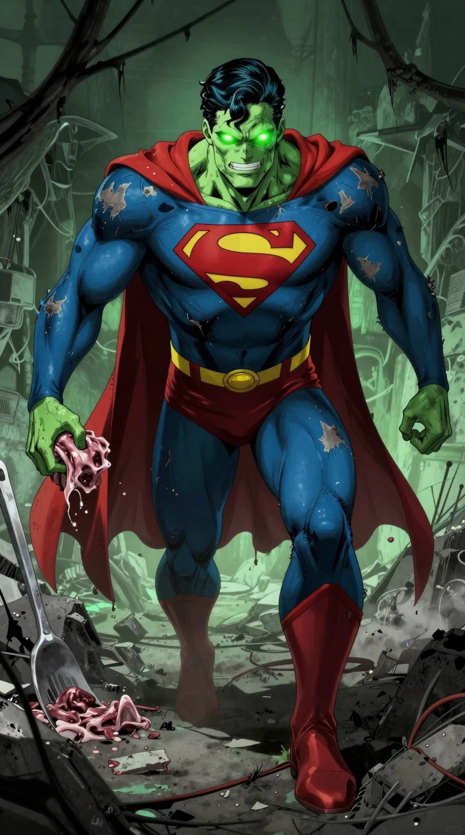 Undead Zombie Hero Rising From A Grave At Night