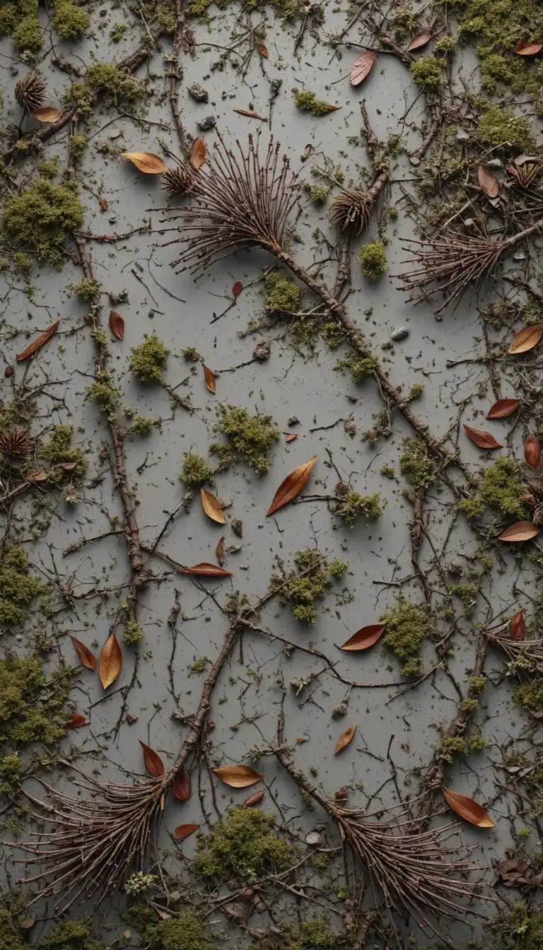 Seamless forest floor texture with mud moss and pine needles