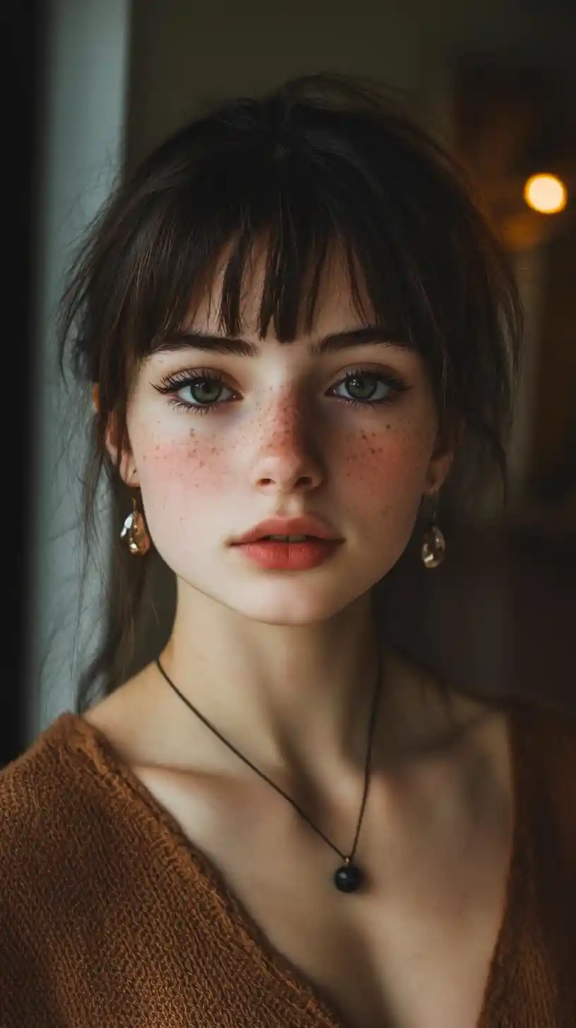 Young wolf eared girl in soft light by a window