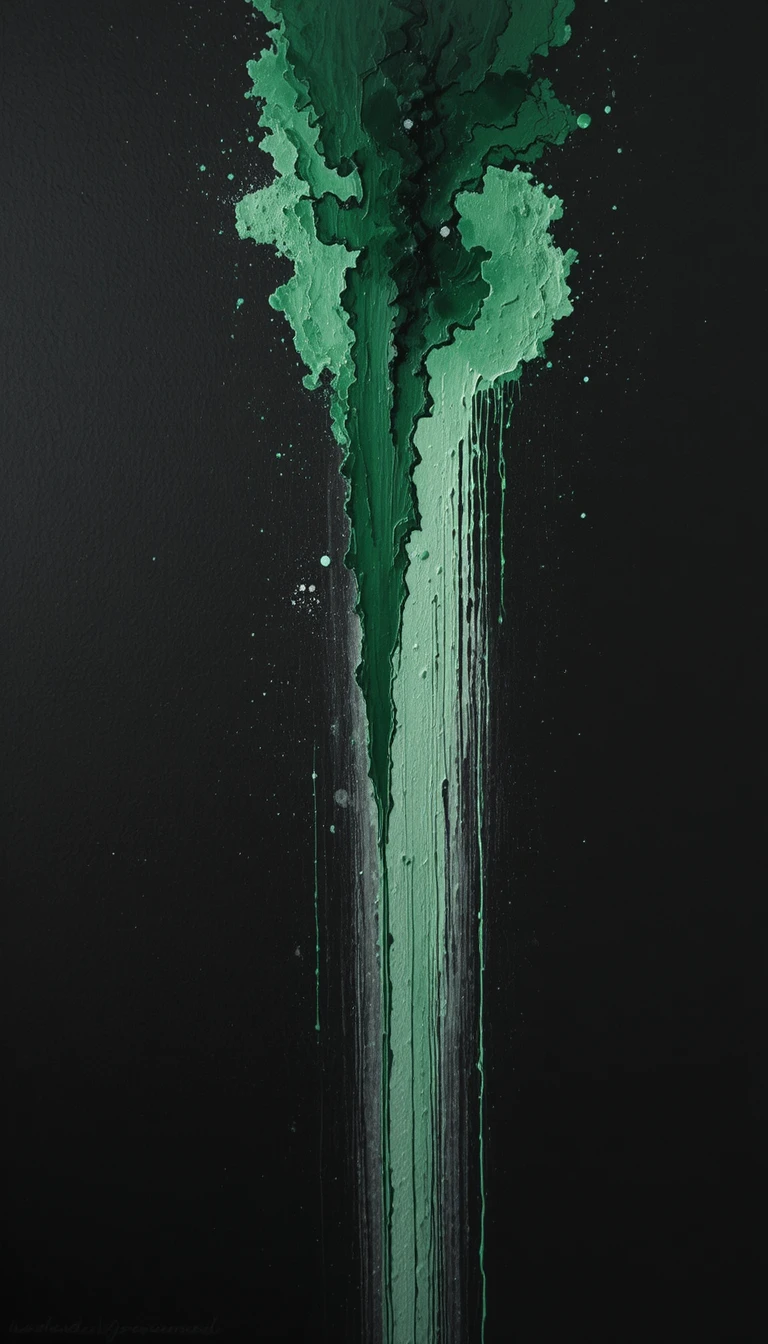 Giftgrünes Pigment, das auf eine elegante schwarze Minimalismus-Leinwand tropft