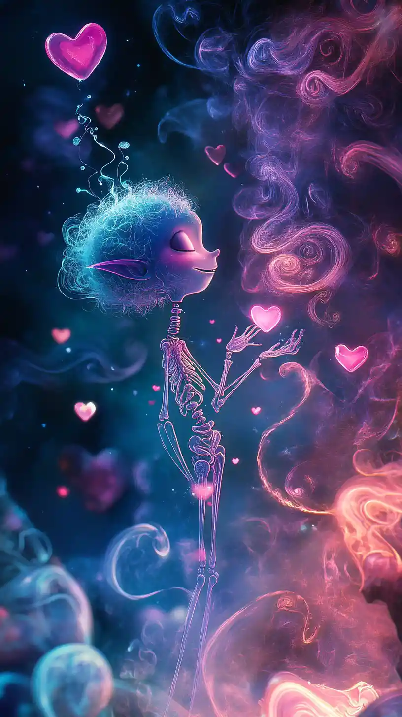 Playful fantasy elf in a surreal dreamlike landscape