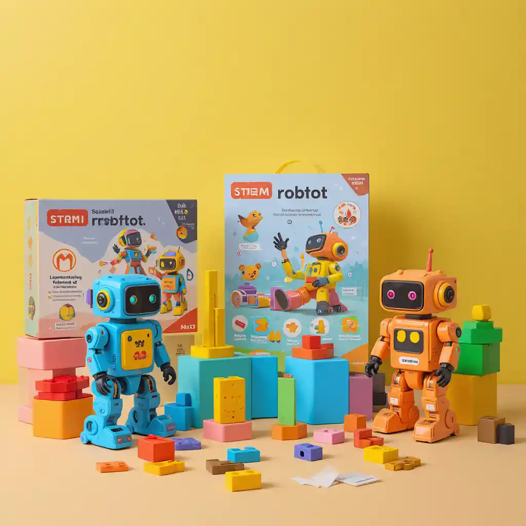 コーディングロボットとブロックのインタラクティブなSTEMおもちゃレイアウト