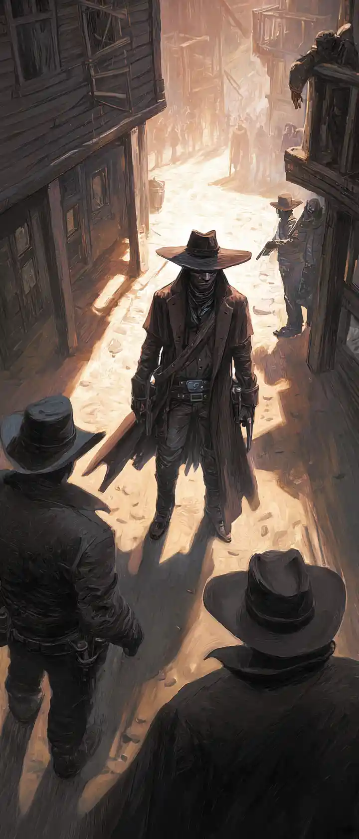 Cowboy Duel On A Dusty Western Town Street