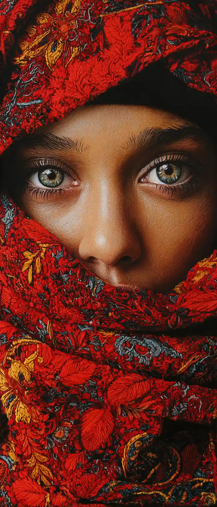 Intense portrait of a woman with deep dark eyes