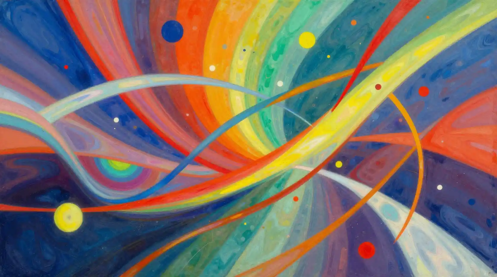 Abstract ribbons of light dancing in vibrant geometric space