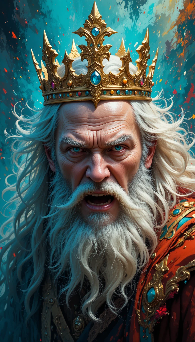 Ritratto fantasy di un anziano con una corona d’oro