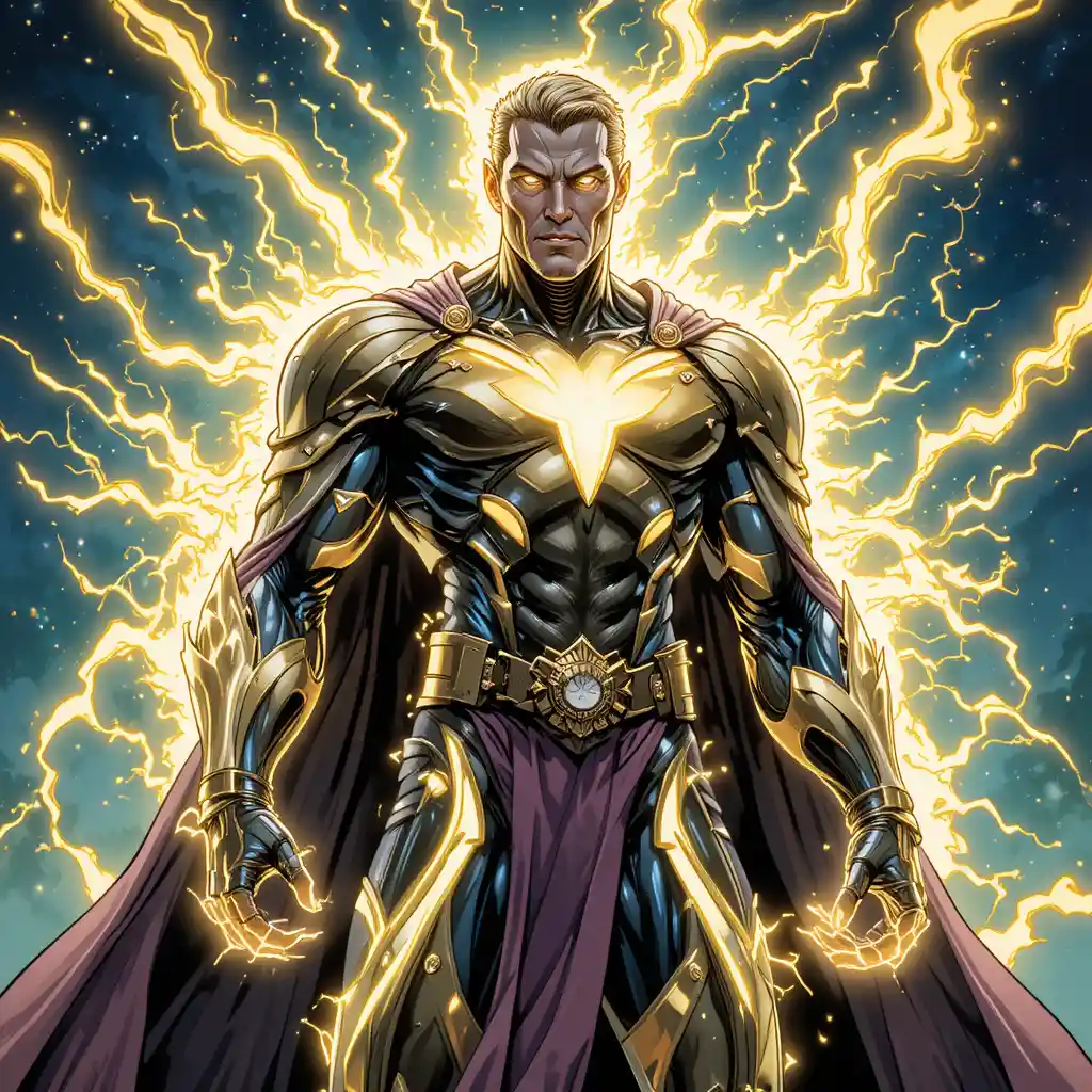 Animated fantasy man with electromagnetic demon powers