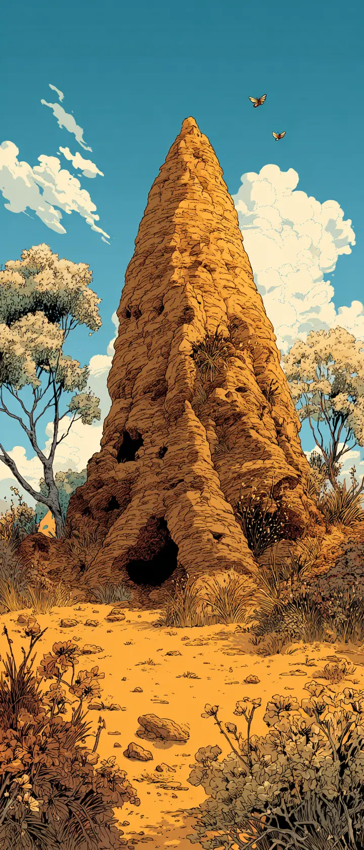 Surreal termite mound rising in the Australian outback