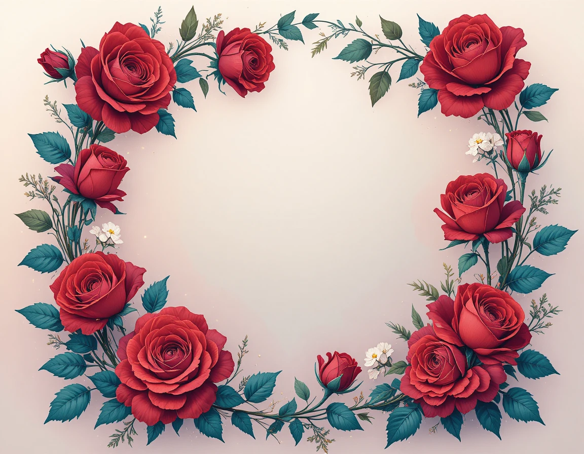 Rose vettoriali in una romantica illustrazione con cornice floreale