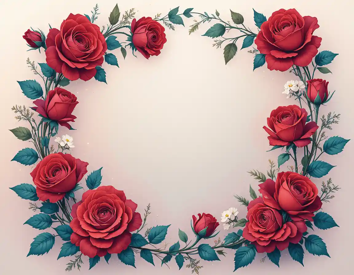 Rose vettoriali in una romantica illustrazione con cornice floreale