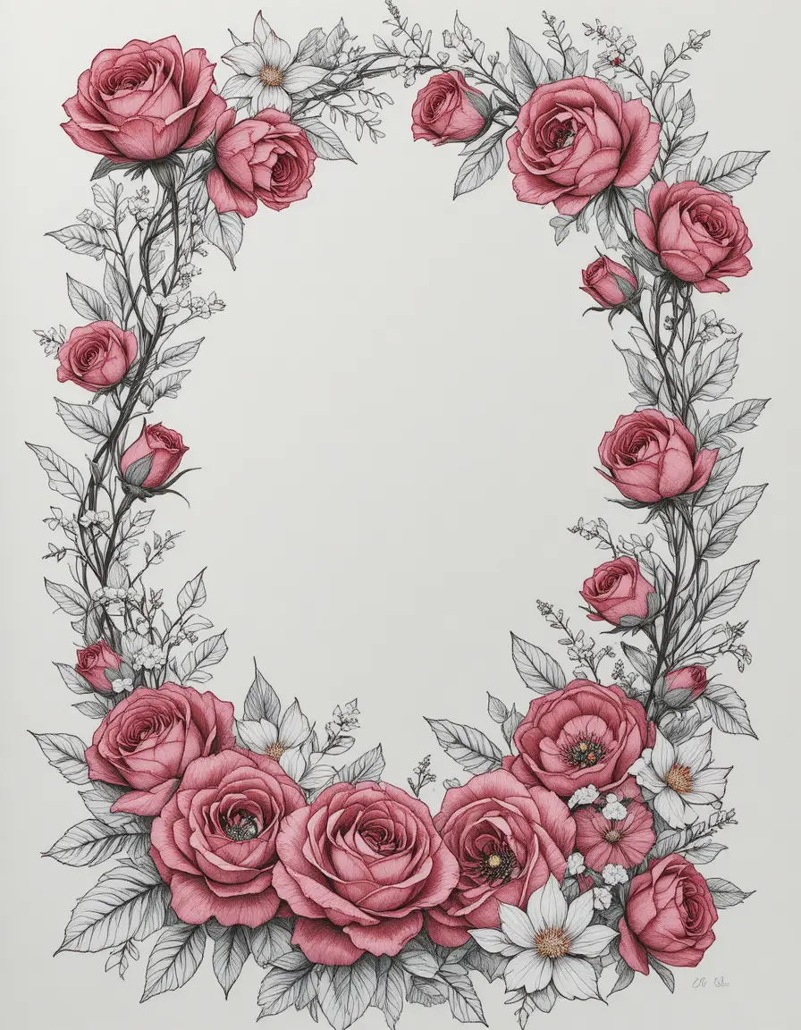 Elegant vector roses arranged in a romantic floral frame