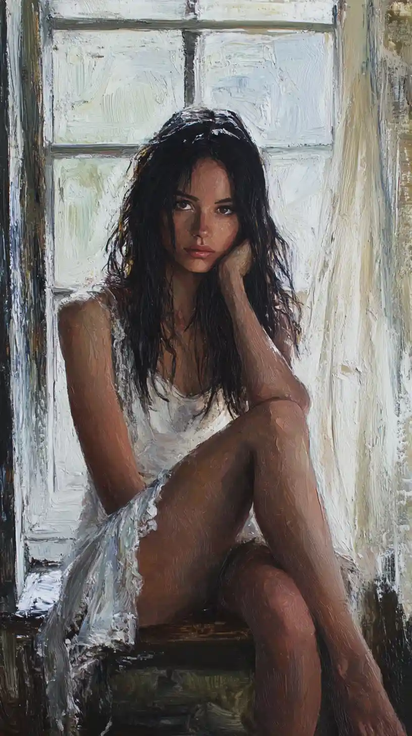 Contemplative young woman by a softly lit window
