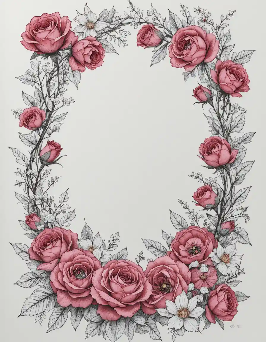 Elegant vector roses arranged in a romantic floral frame