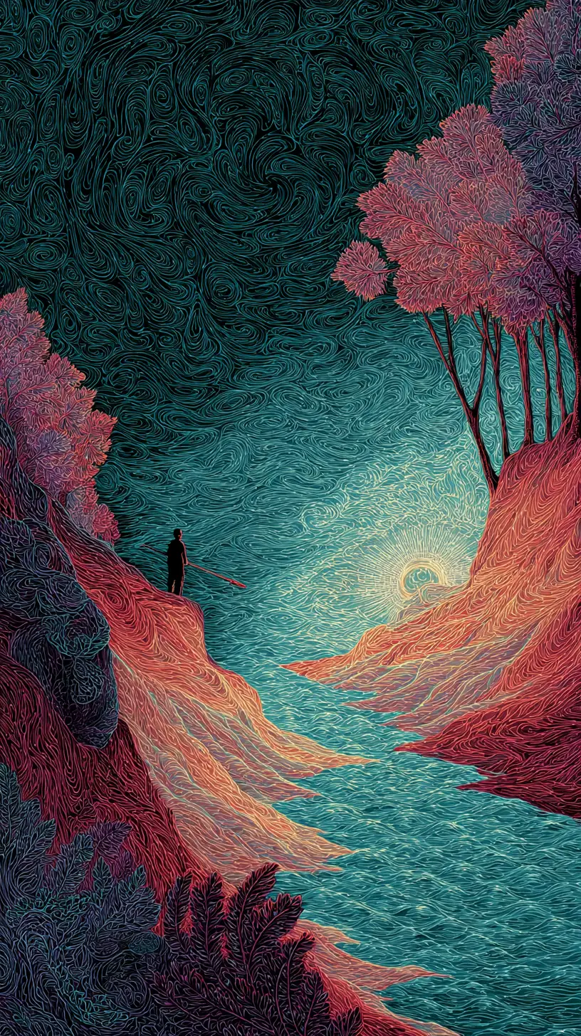 Melancholic girl sitting on a cliff with flowing tears